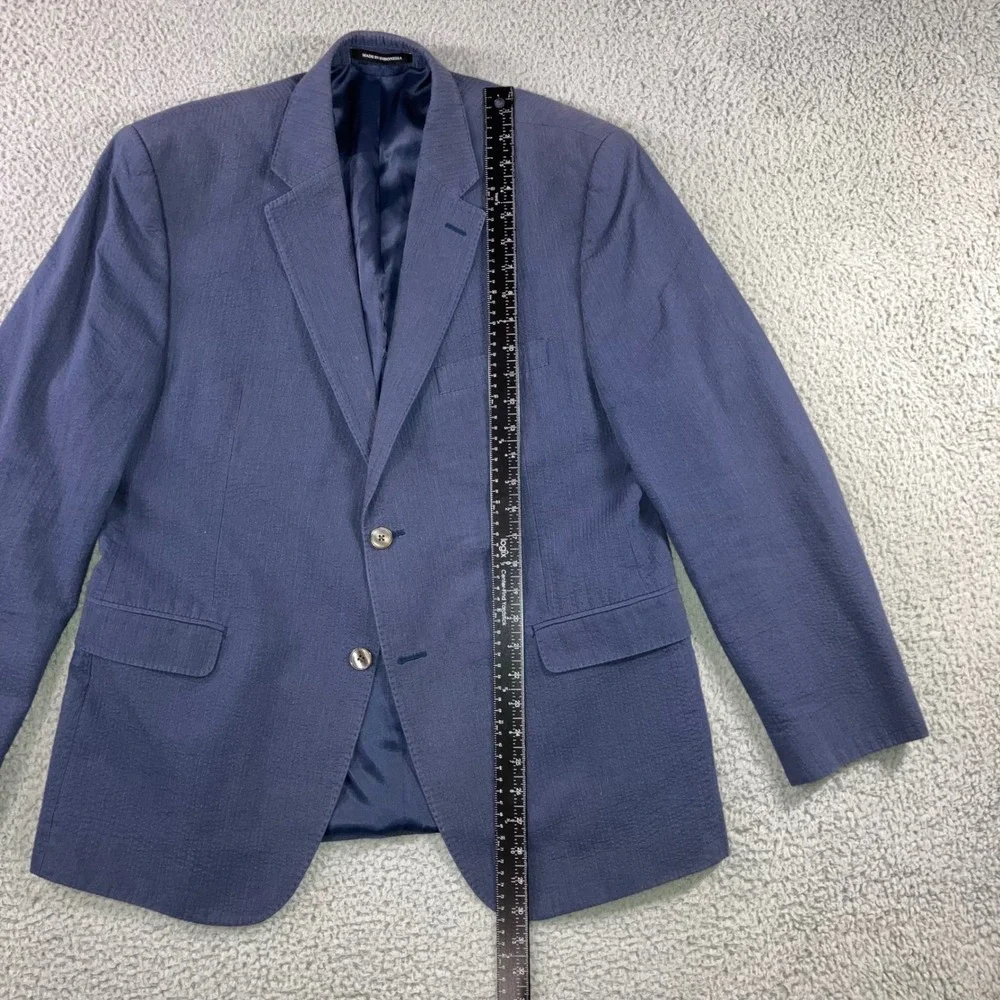 Ralph‎ Lauren Black Label Blazer Sport Coat Men 44 Slim Blue Textured 2 Button